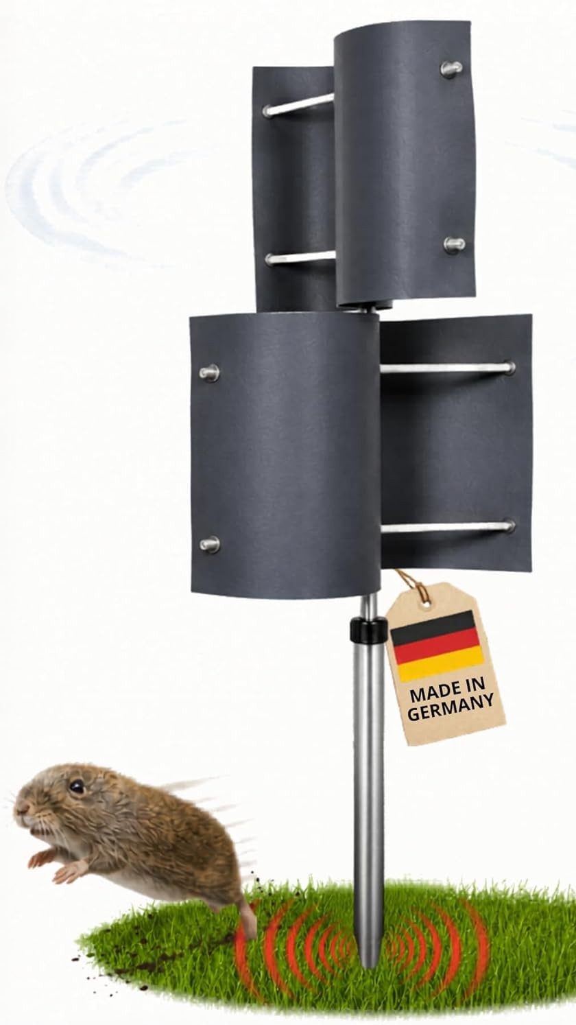Beckmann Wühlmaus-Scheuche, freigestellt mit Detailansicht der Windflügel